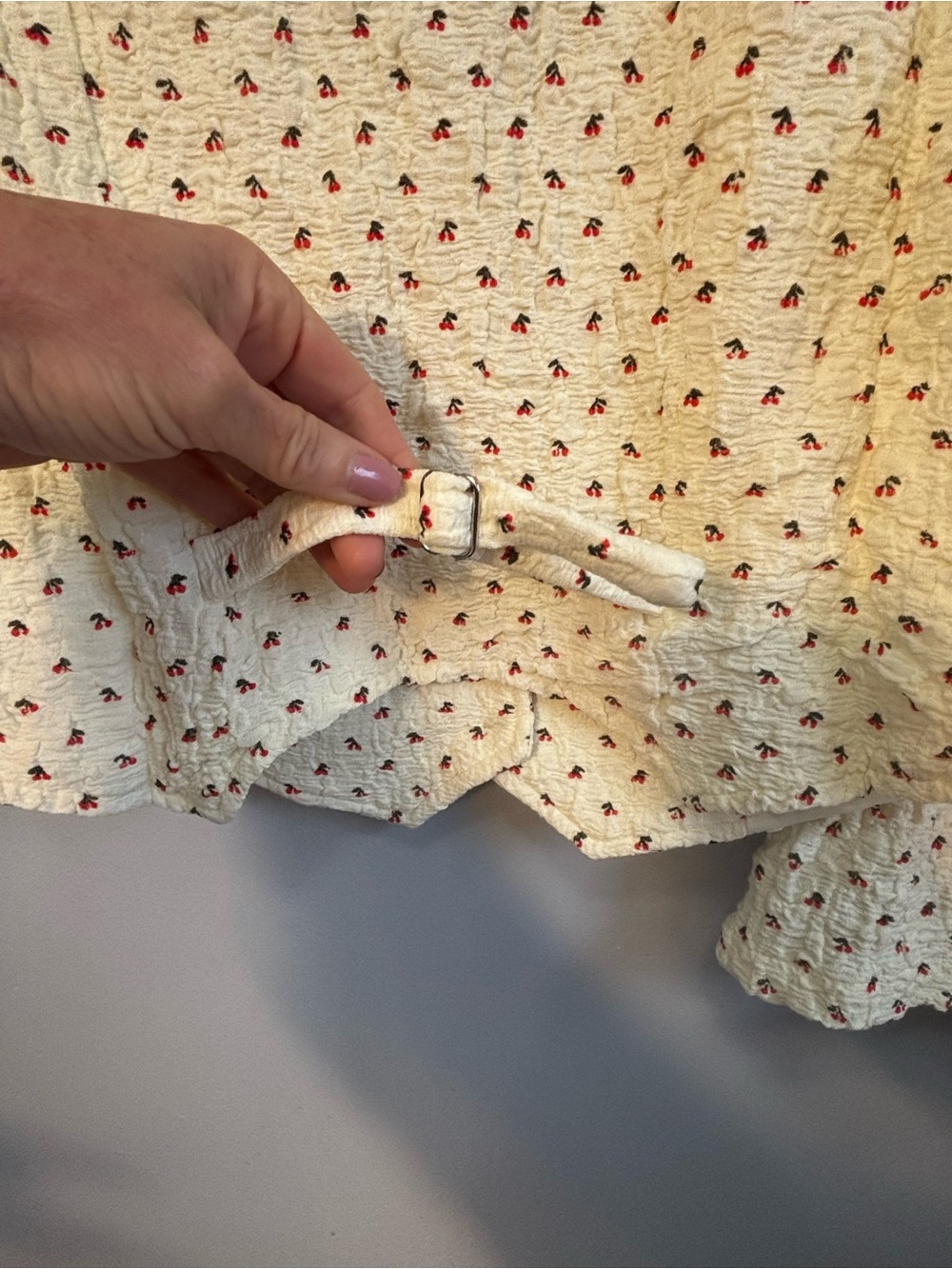 Cloud Ten 2-Piece Cherry Print Vest and Tiered Skirt Set - Cream - Size M. NWT - Picture 9 of 13